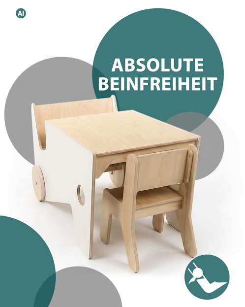 Lernturm und Kindertisch, Absolute Beinfreieit